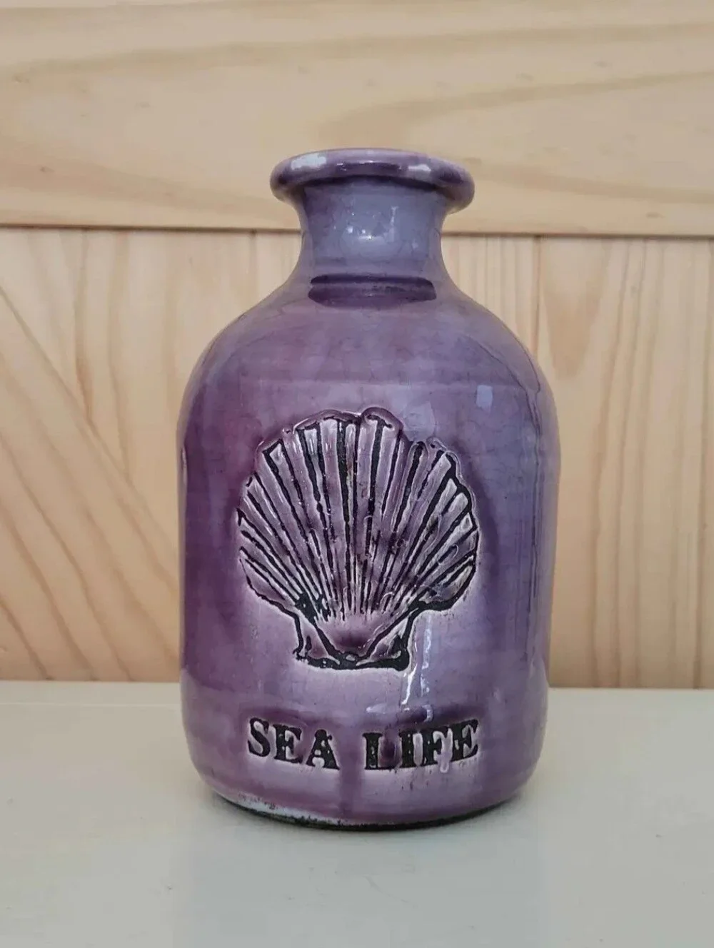 Purple Seahell Sea Life Pottery Vase